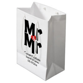 Sacola Para Presentes Média Black Red Bold Modern Personalizado Sr. e Sr.