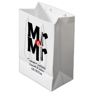 Sacola Para Presentes Média Black Red Bold Modern Personalizado Sr. e Sr.