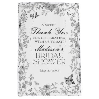 Sacola Para Presentes Média Black Toile De Jouy Bridal Shower Favors