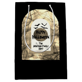 Sacola Para Presentes Média Black White Spider Bat Moon Feliz Halloween