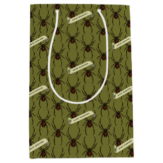 Sacola Para Presentes Média Black Widow Spider Halloween Pixel Art Pattern