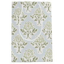 Bloco Macio de Impressão Floral Verde no Azul Céu