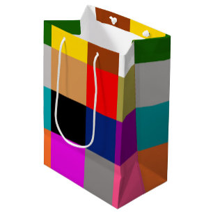 Sacola Para Presentes Média Blocos de Cores Negritas Multicoloridos Design