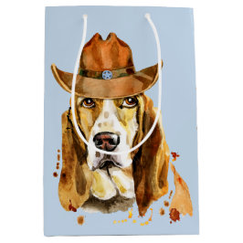 Sacola Para Presentes Média Bloodhound com xerife Cowboy Hat