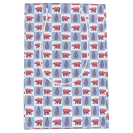 Sacola Para Presentes Média Bloquear Ursos Tópicos de Impressão e Polares