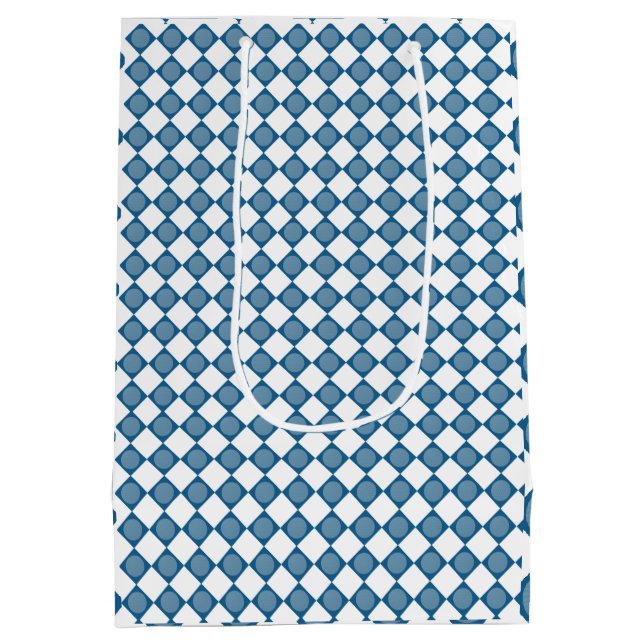 Sacola Para Presentes Média Blue Argyle Golf Pattern Wrapping Paper (Verso)