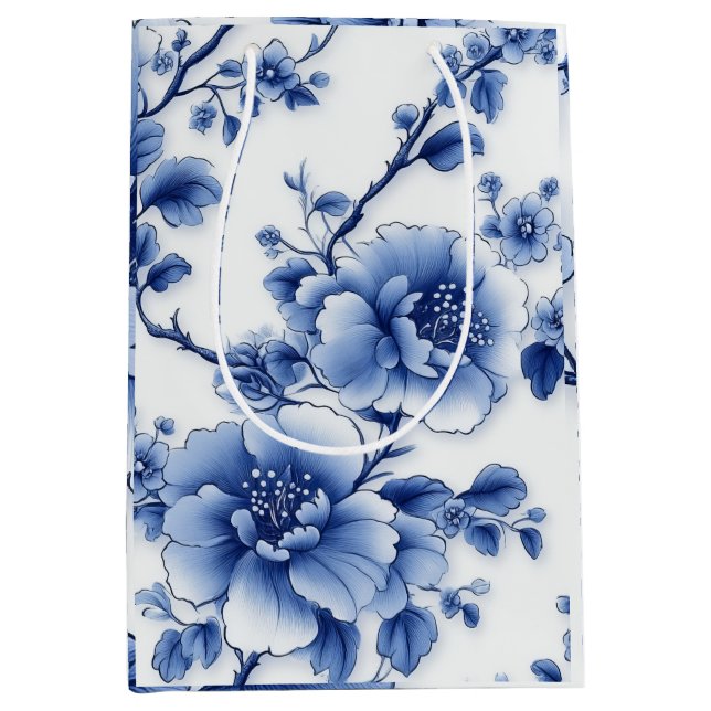 Sacola Para Presentes Média Blue Bloom Gift Bag (Frente)