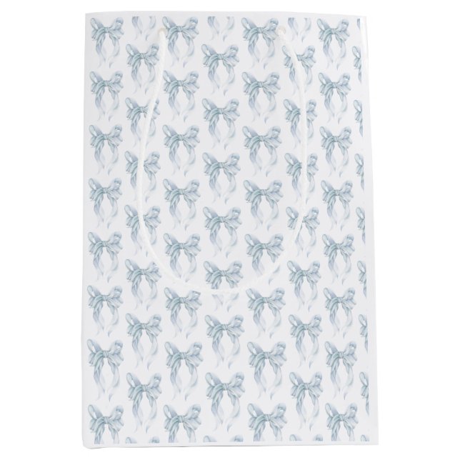 Sacola Para Presentes Média Blue Bow  (Frente)