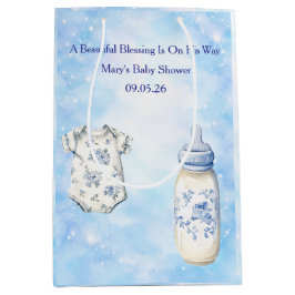 Sacola Para Presentes Média Blue Chinoiserie Baby Shower Gift Bags