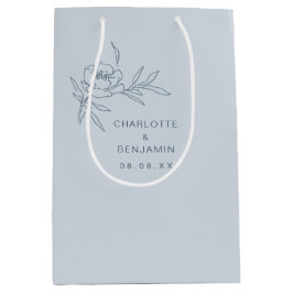 Sacola Para Presentes Média Blue Floral Wedding Gift Bag