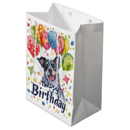 Sacola Para Presentes Média Blue Heeler com Balões