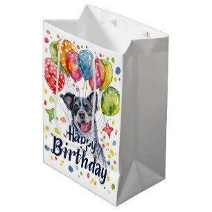 Sacola Para Presentes Média Blue Heeler com Balões