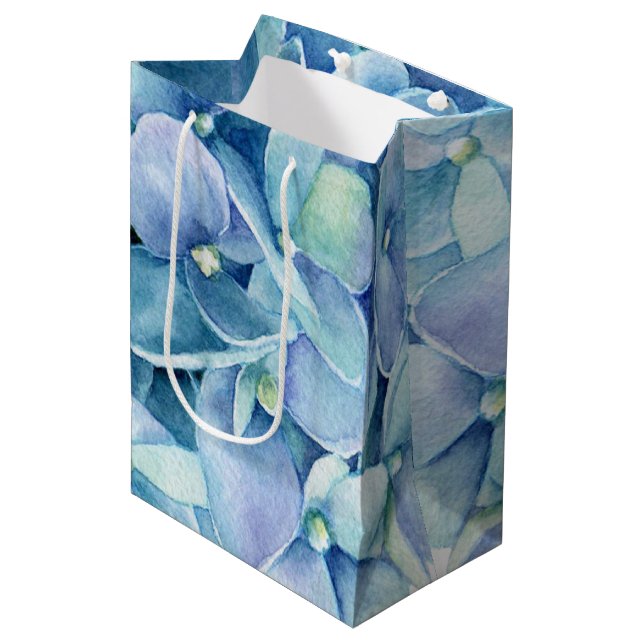 Sacola Para Presentes Média Blue Hydrangea (Frente inclinada)