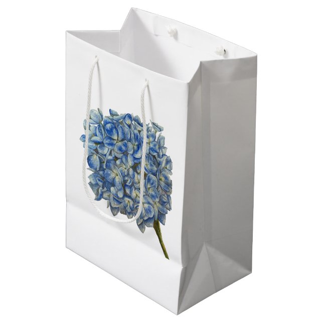 Sacola Para Presentes Média Blue Hydrangea Gift Bag (Frente inclinada)