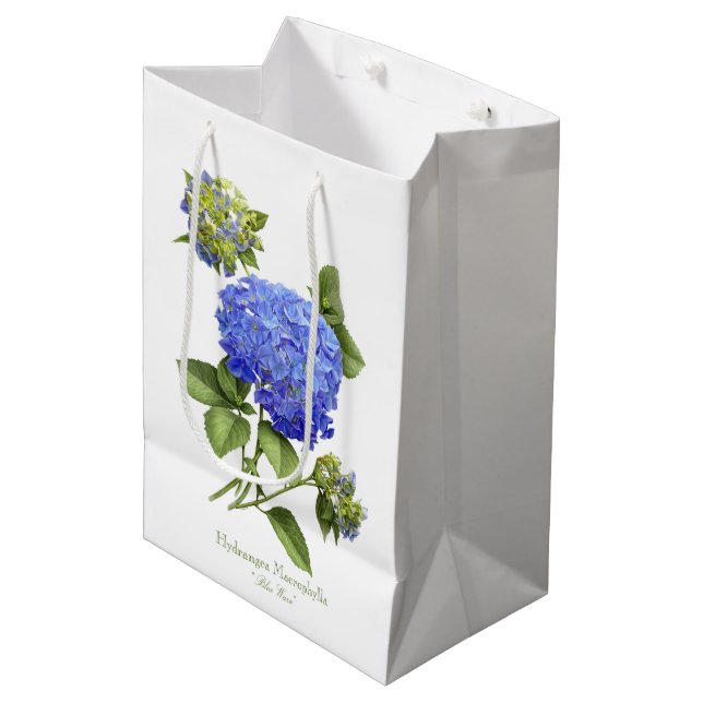 Sacola Para Presentes Média Blue Hydrangeas (Frente inclinada)