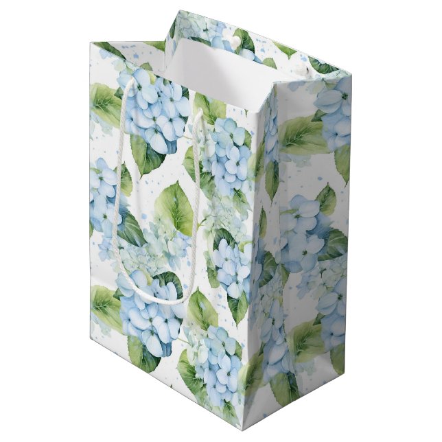 Sacola Para Presentes Média Blue Hydrangeas Gift Bag (Frente inclinada)