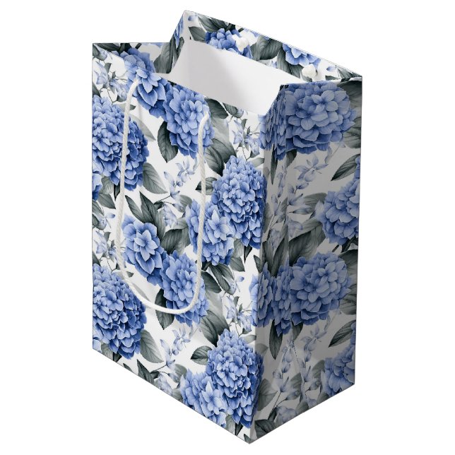 Sacola Para Presentes Média Blue Hydrangeas Gift Bag (Frente inclinada)