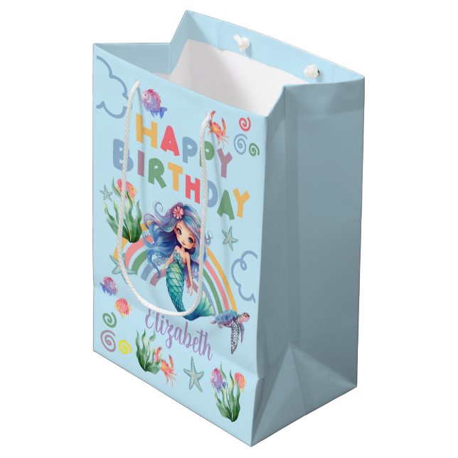 Sacola Para Presentes Média Blue Mermaid Gift Bag in Blue (Frente inclinada)