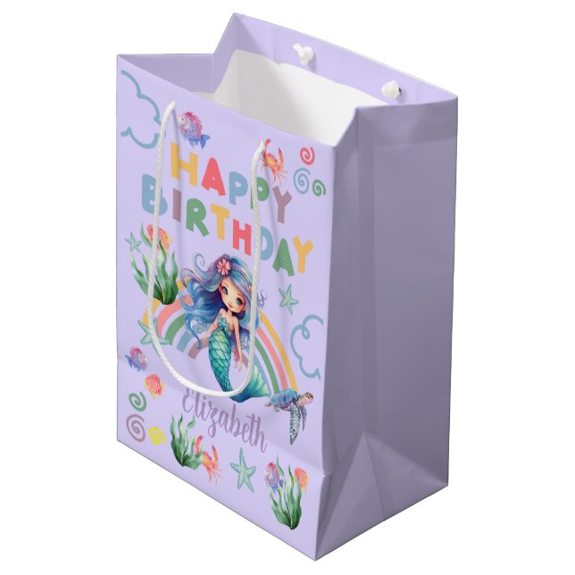 Sacola Para Presentes Média Blue Mermaid Gift Bag in Purple (Frente inclinada)