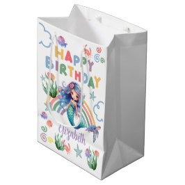 Sacola Para Presentes Média Blue Mermaid Gift Bag in White