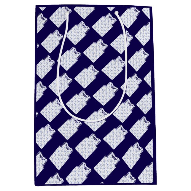 Sacola Para Presentes Média Blue Snowflake Basball Jersey (Frente)