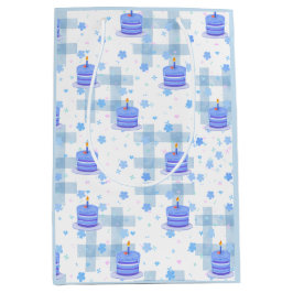 Sacola Para Presentes Média Blue-Themed Birthday