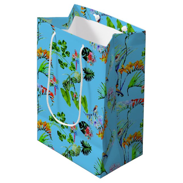 Sacola Para Presentes Média Blue Tropical Paradise Medium Gift Bag (Frente inclinada)