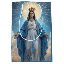 Sacola Para Presentes Média Blue VIrgin Mary Heavenly
