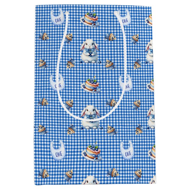 Sacola Para Presentes Média Blueberry Bunny’s First Birthday Bash! (Frente)