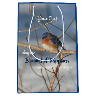 Sacola Para Presentes Média Bluebird De Felicidade Inspiracional 