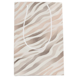 Sacola Para Presentes Média Blush Pink Cream Zebra Animal Birthday