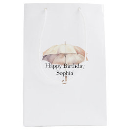 Sacola Para Presentes Média Blush Pink Umbrella Birthday