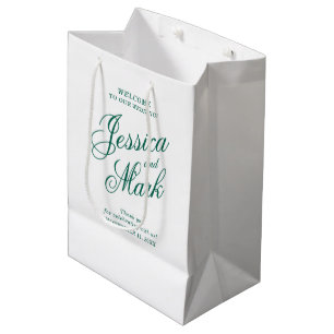 Sacola Para Presentes Média Boas-vindas ao casamento da tipografia do roteiro