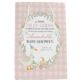 Sacola Para Presentes Média Bobo Rosa Goose Floral Gingham, Chá de fraldas Fav