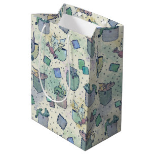 Sacola Para Presentes Média Boca branca de bolso branco em folha verde