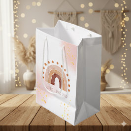 Sacola Para Presentes Média Boho aquarela arco-íris Aniversário