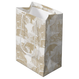 Sacola Para Presentes Média Boho Beige Selgle Animal Safari Chinoiserie