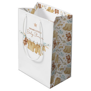 Sacola Para Presentes Média Boho Brown Watercolor Chá de fraldas