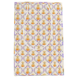 Sacola Para Presentes Média Boho Little Lamb Pumpkin Watercolor Chá de fraldas