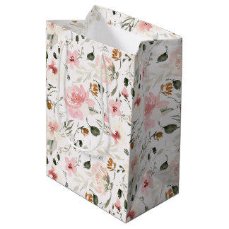 Sacola Para Presentes Média Boho moderno de aquarela floral