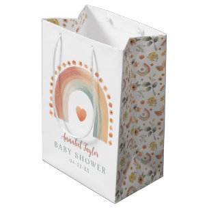 Sacola Para Presentes Média Boho Rainbow Chá de fraldas Gift Bag - Ouvido Aqua
