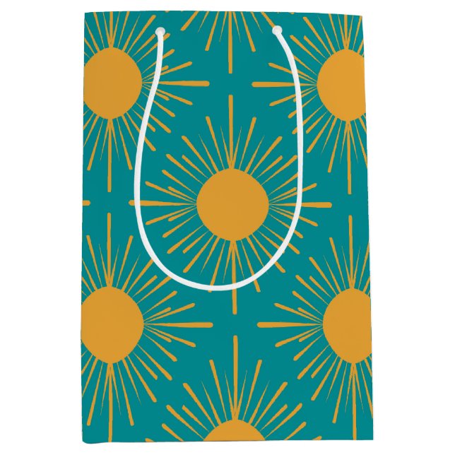 Sacola Para Presentes Média Boho Ray de Sun Turquoise (Frente)