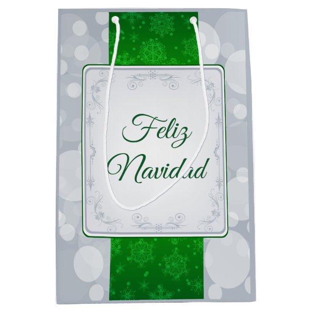 Sacola Para Presentes Média Bokeh Navidad (Frente)