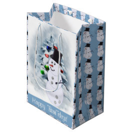 Sacola Para Presentes Média Bola de boliche Snowman Natal