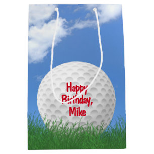 Sacola Para Presentes Média bola de golfe de aniversário com nome