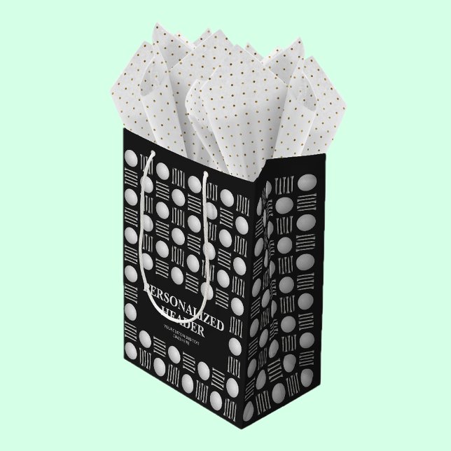 Sacola Para Presentes Média Bola de Golfe Moderna Elegante e Nó Negro Teto (Criador carregado)