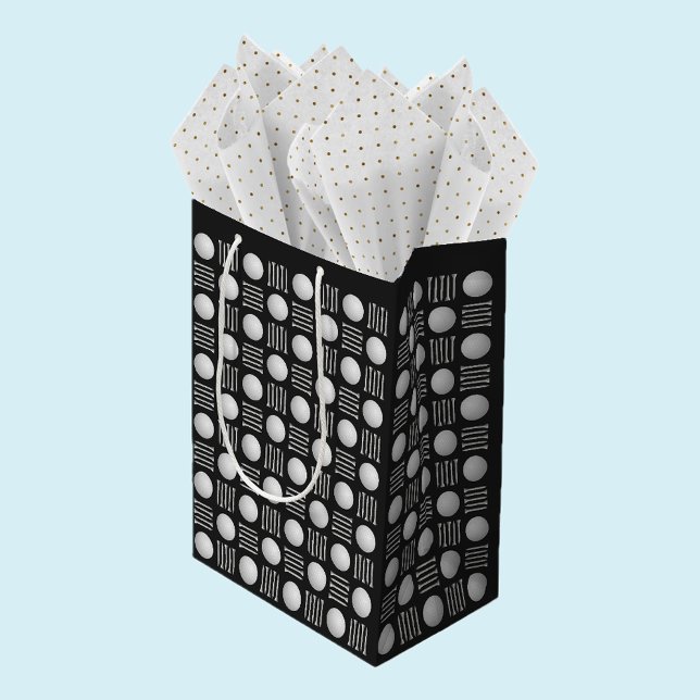 Sacola Para Presentes Média Bola de Golfe Moderna Elegante e Nó Negro Teto (Criador carregado)