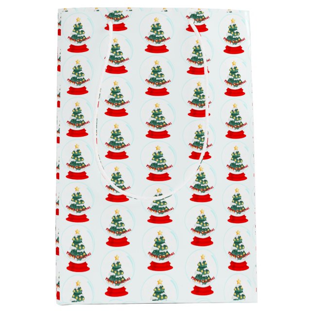 Sacola Para Presentes Média Bola de Neve de Natal (Frente)