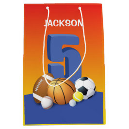 Sacola Para Presentes Média Bolas de Esportes de Aniversário 5