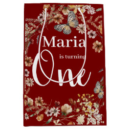 Sacola Para Presentes Média Bold Rustic Floral Baby Birday